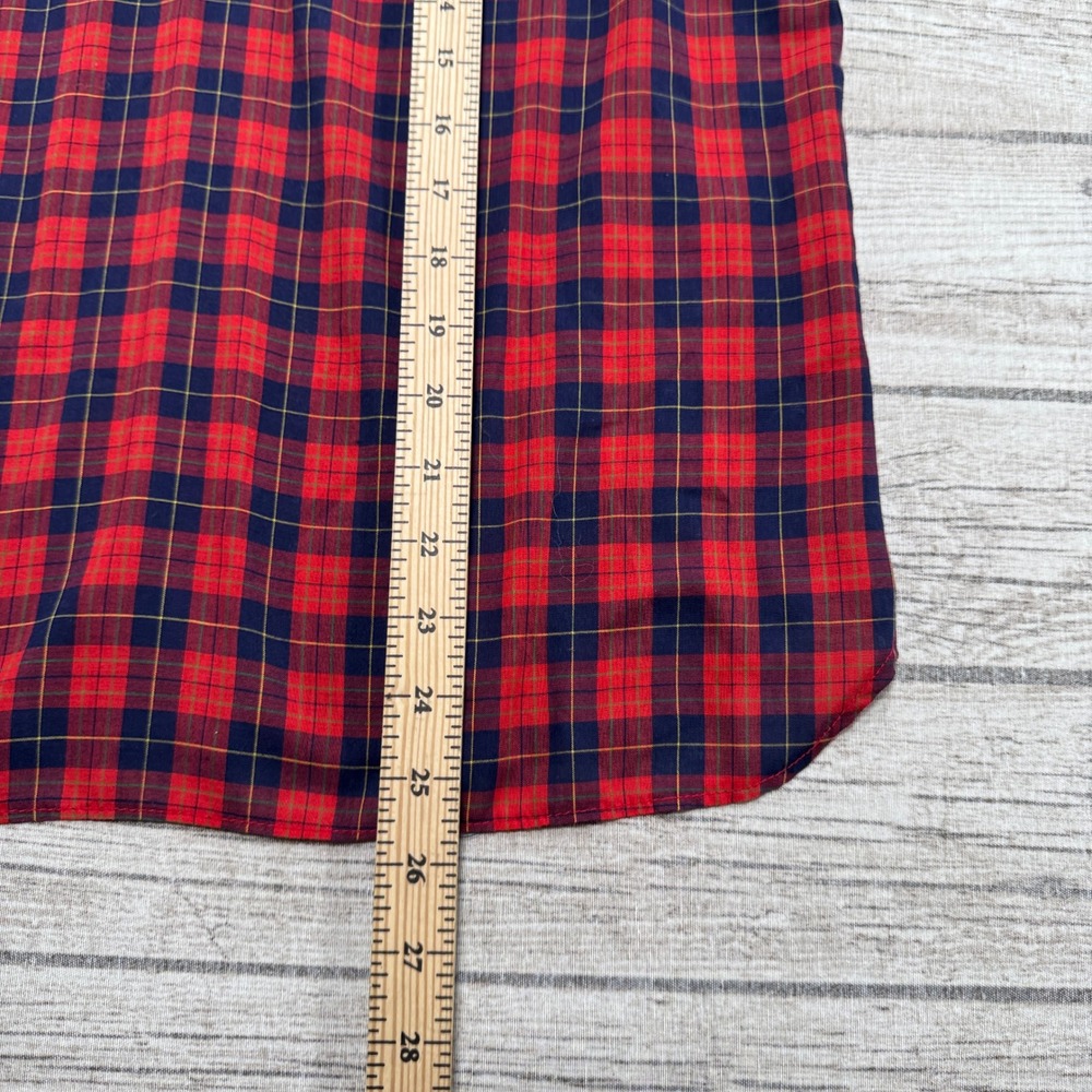 Vintage Sears Shirt Womens M Red Checkered Roll-Tab Long Sleeve Pullover Utility - Picture 4 of 5